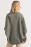 Batwing Sleeve Open Front Cardigan-Heather Charcoal