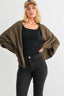 Batwing Sleeve Open Front Cardigan-Olive