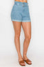 Belted Paperbag Denim Shorts-Light Denim