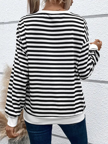Black & White Stripe Heart Sweatshirt