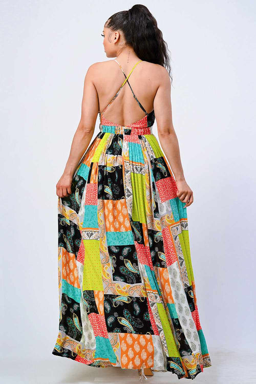 Boho Chic Crossed Back Maxi Dress-Maxi Dresses-Your Style Fashion