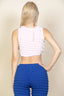 Bubble Fabric Side Lace Up Crop Top