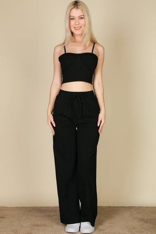 Bustier Crop Cami Top & Straight Pants Set