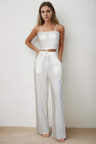 Bustier Crop Cami Top & Straight Pants Set