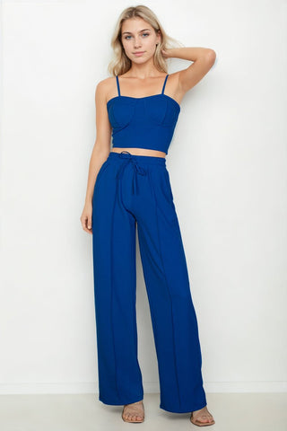Bustier Crop Cami Top & Straight Pants Set