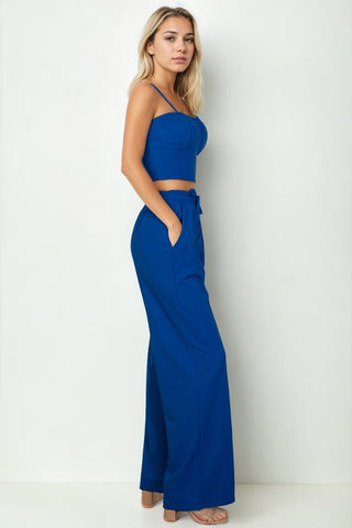 Bustier Crop Cami Top & Straight Pants Set