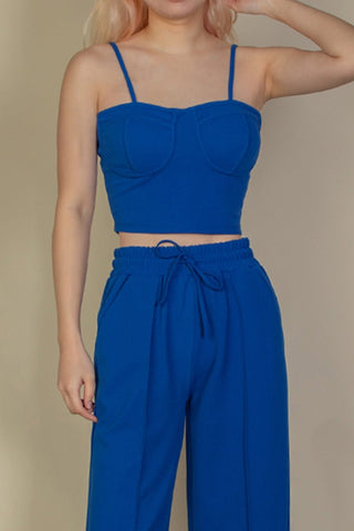 Bustier Crop Cami Top & Straight Pants Set