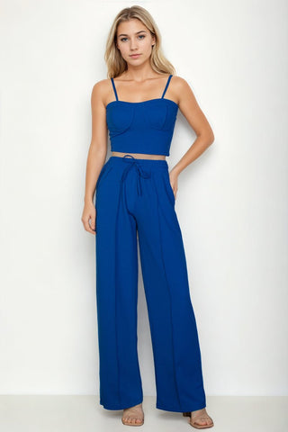 Bustier Crop Cami Top & Straight Pants Set