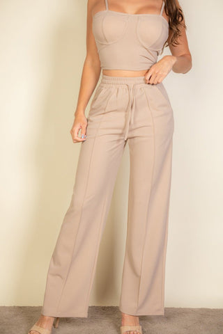 Bustier Crop Cami Top & Straight Pants Set
