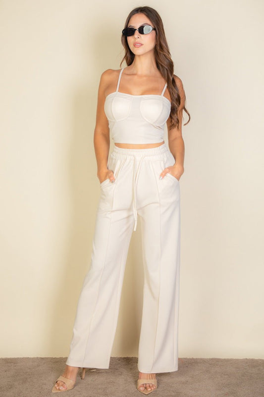 Bustier Crop Cami Top & Straight Pants Set