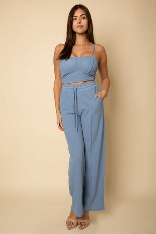 Bustier Crop Cami Top & Straight Pants Set