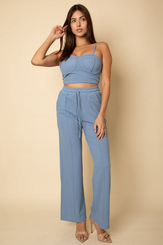 Bustier Crop Cami Top & Straight Pants Set