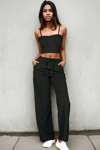 Bustier Crop Cami Top & Straight Pants Set