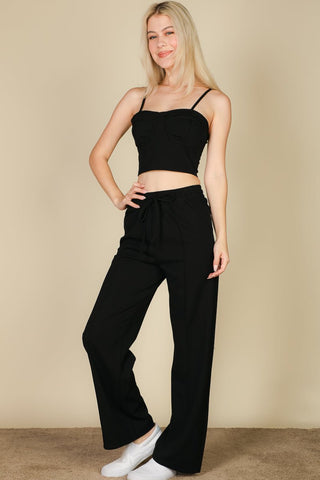 Bustier Crop Cami Top & Straight Pants Set