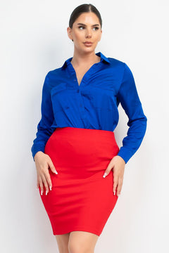 Button-down Collared Top-Royal