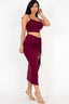 Cami Crop Top & Ruched Side Split Hem Midi Skirt Set