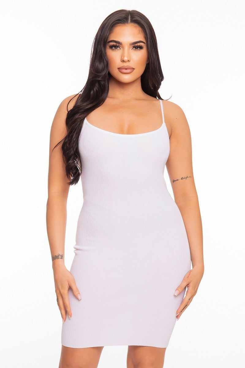 Cami Open Back Mini Dress-White