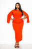 Cape Sleeve Dress With Knot Detail-Orange Red