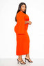 Cape Sleeve Dress With Knot Detail-Orange Red