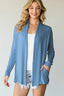 Casual Cardigan With Side Pockets-Slate Blue