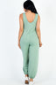 Casual Solid French Terry Sleeveless Front Pocket Jumpsuit