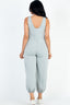 Casual Solid French Terry Sleeveless Front Pocket Jumpsuit