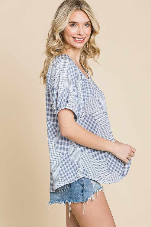 Check Plaid Top-Blouses & Shirts-Your Style Fashion