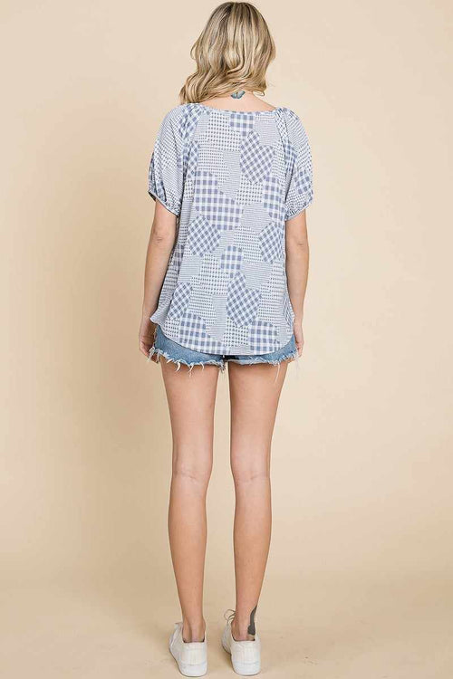 Check Plaid Top-Blouses & Shirts-Your Style Fashion