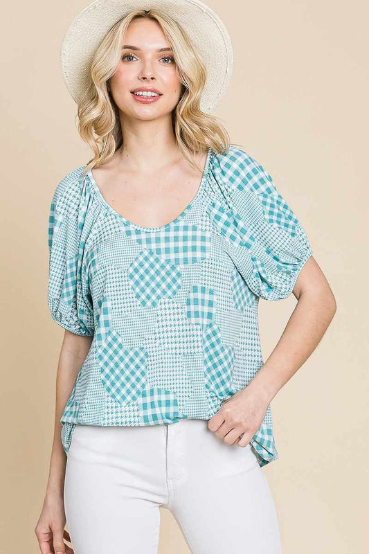 Check Plaid Top-Sage