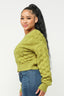 Checker Sweater Top-Avocado