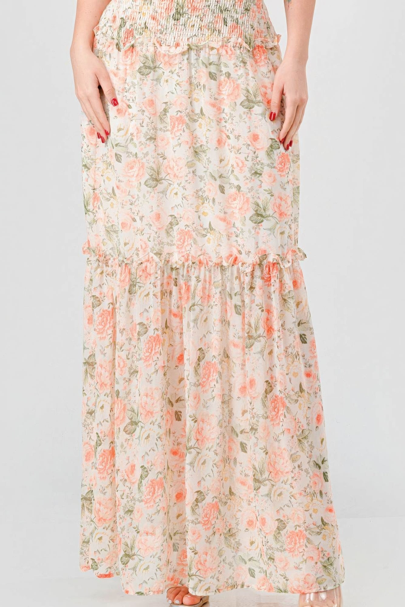 Chic Boho Ruffled Off-Shoulder Maxi Dress - Floral Summer Style