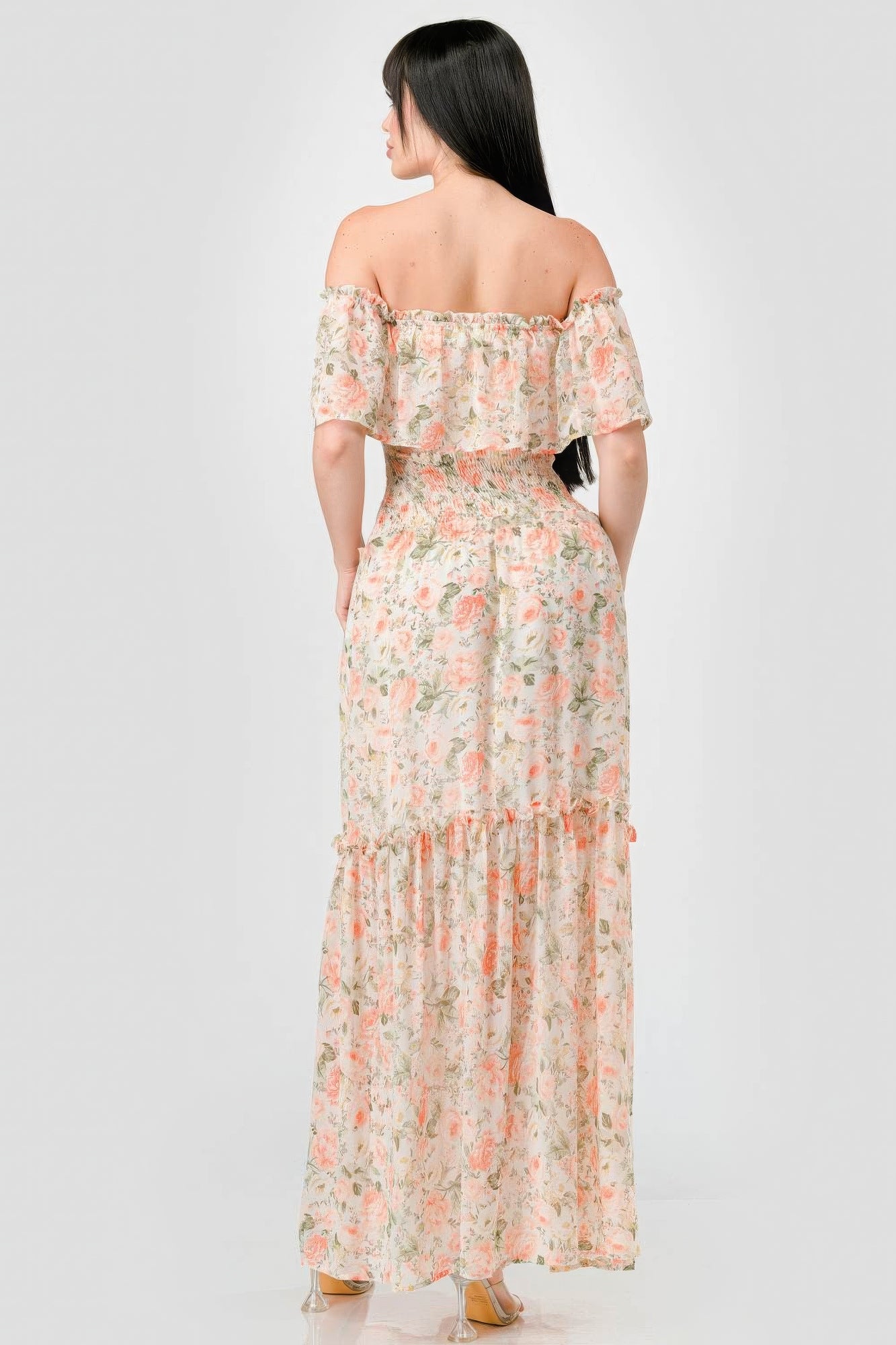 Chic Boho Ruffled Off-Shoulder Maxi Dress - Floral Summer Style