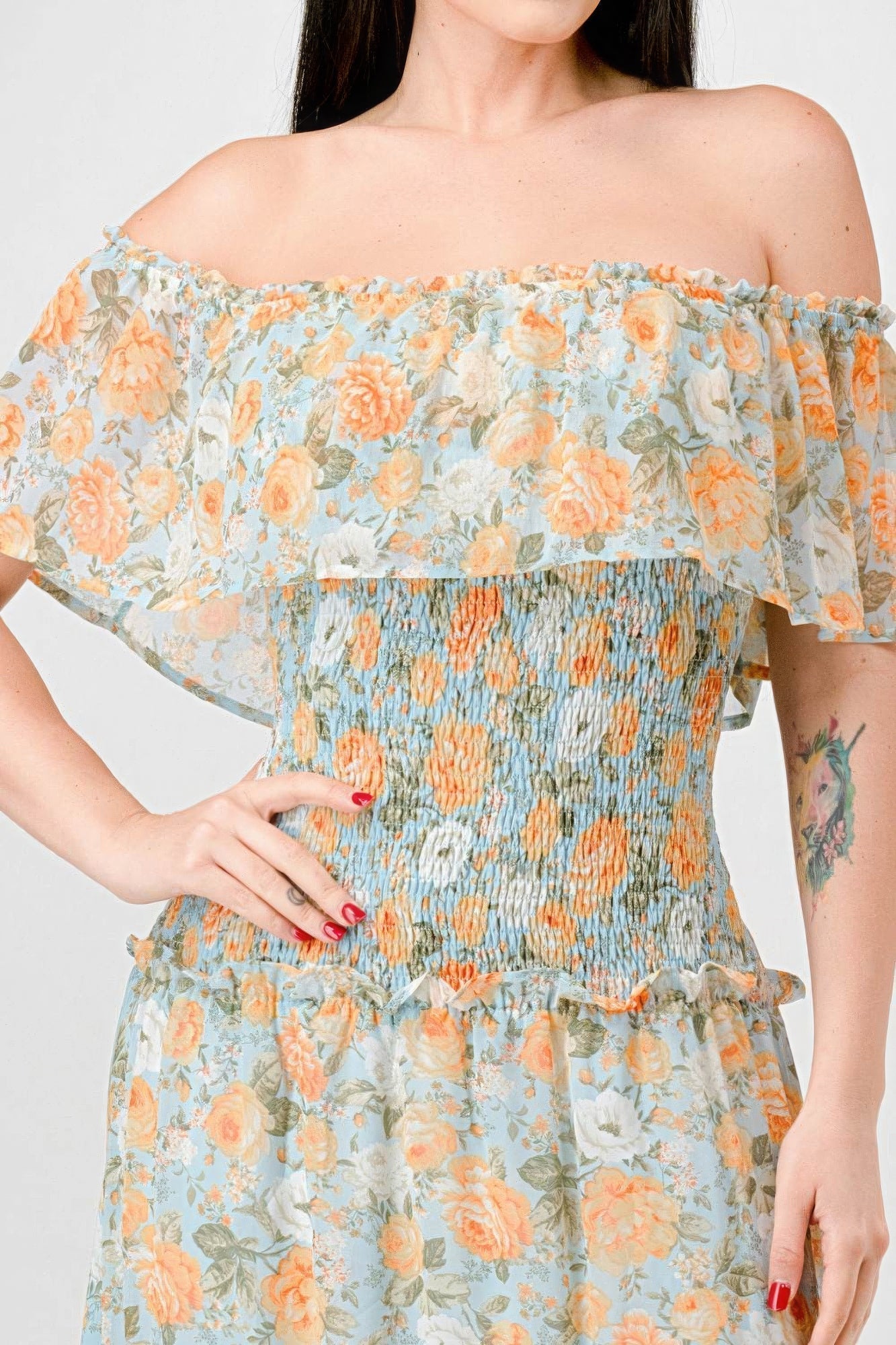 Chic Boho Ruffled Off-Shoulder Maxi Dress - Floral Summer Style