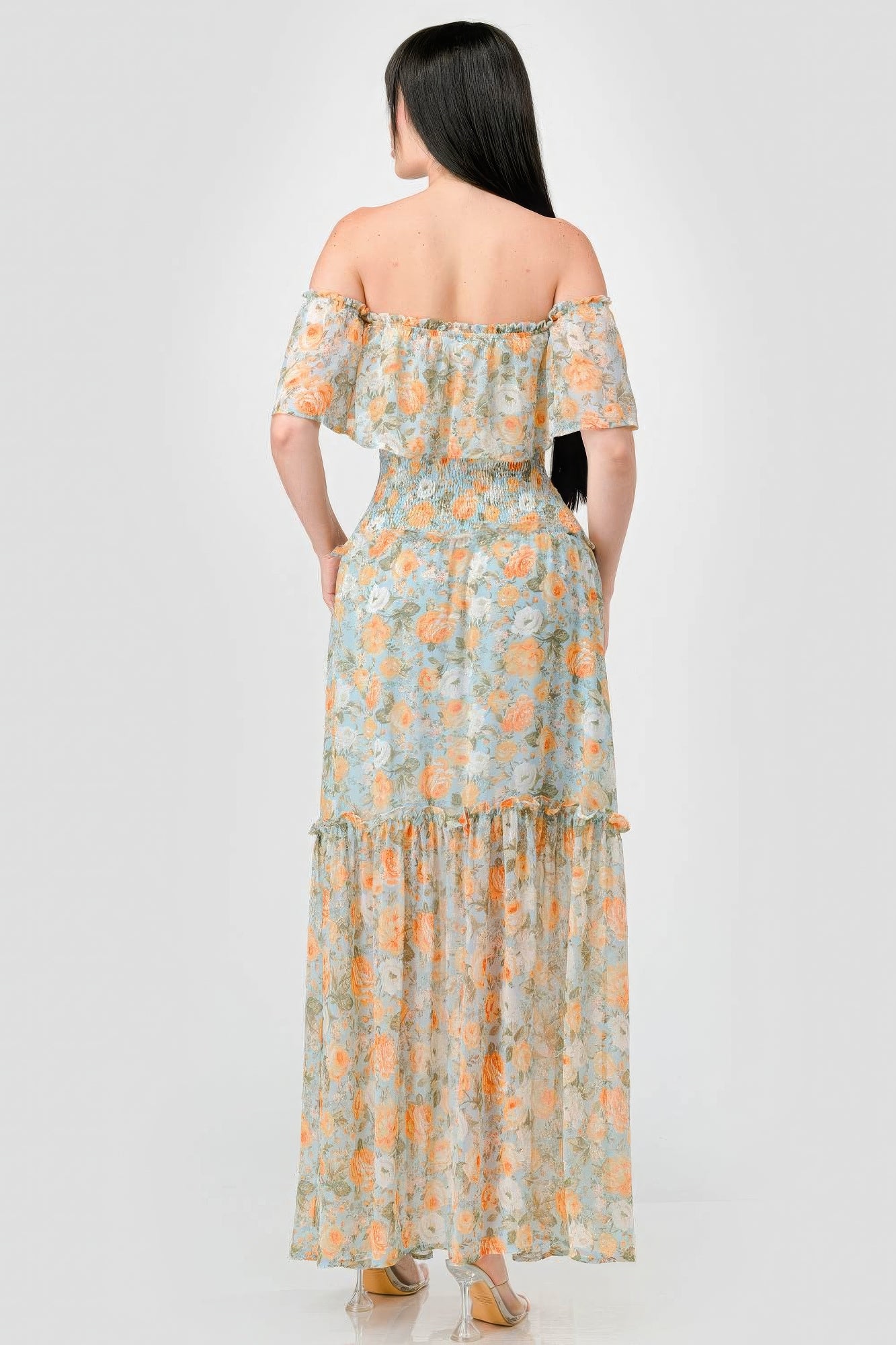 Chic Boho Ruffled Off-Shoulder Maxi Dress - Floral Summer Style