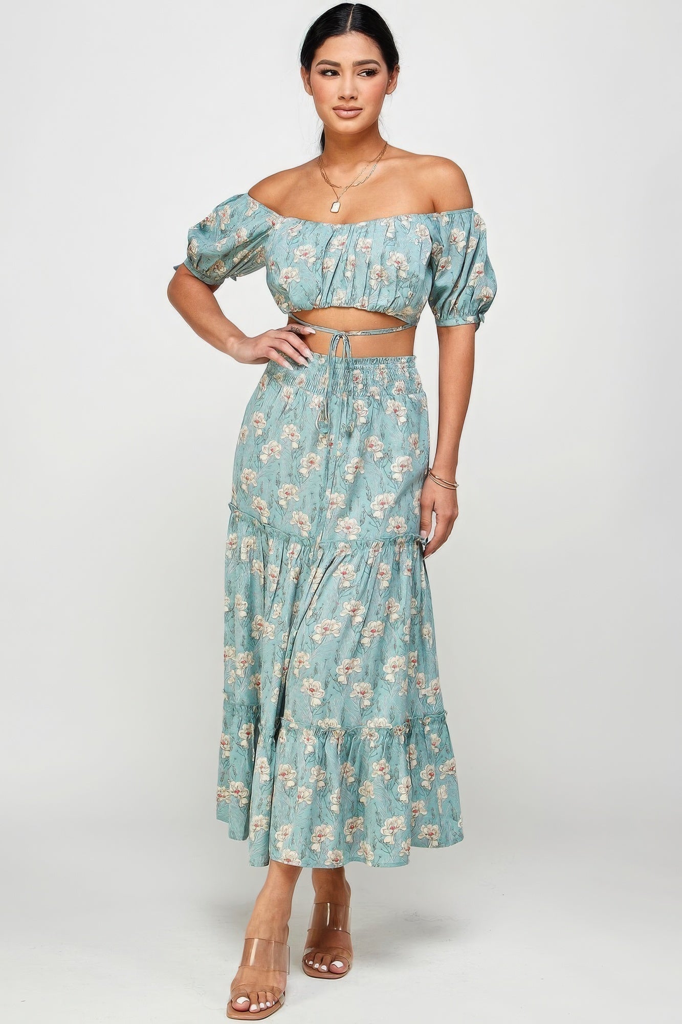 Chic Floral Off-Shoulder Women's Set - Top Summer Trend