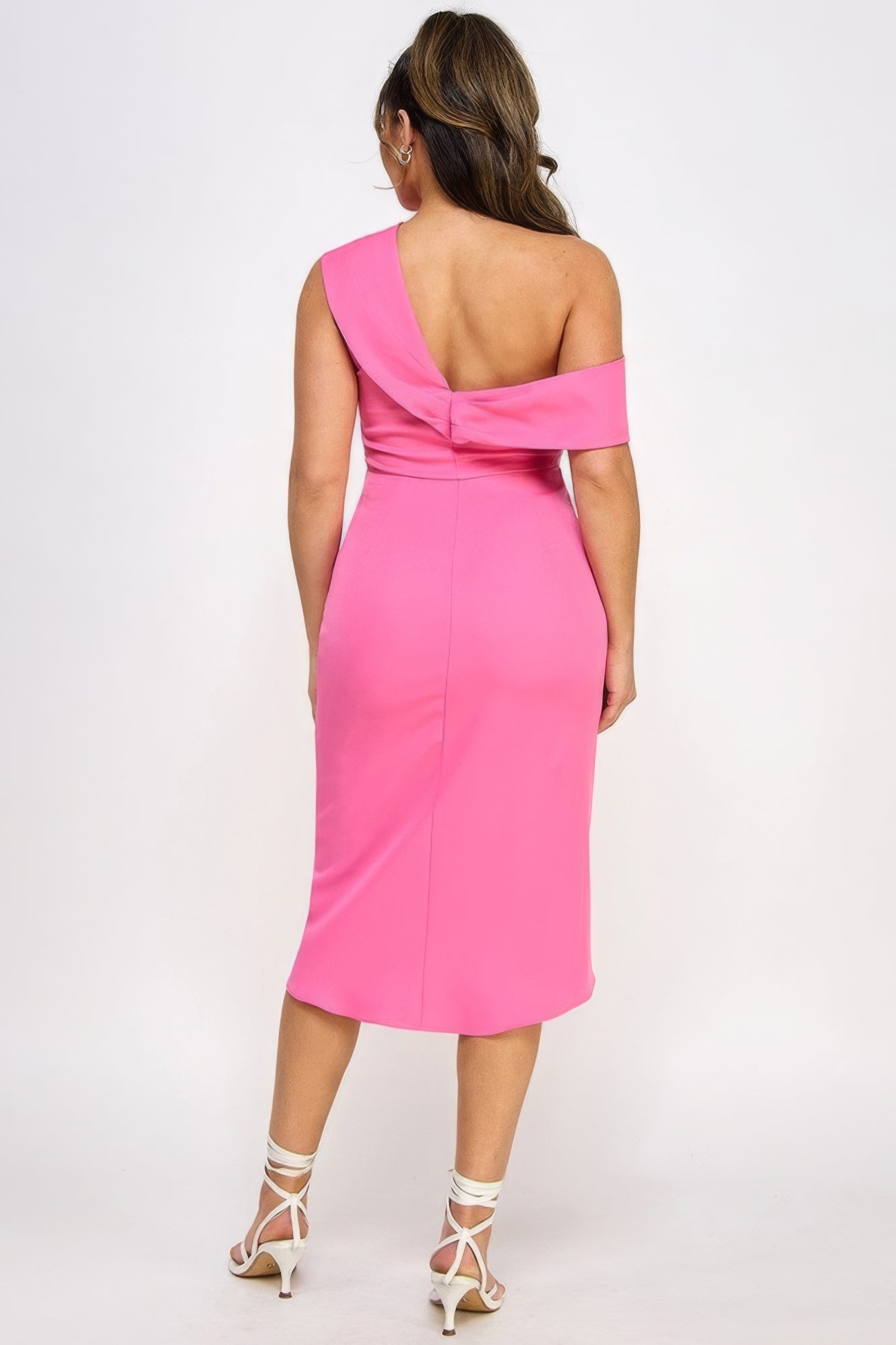 Chic Off Shoulder Twist Front Midi Dress with Tulip Skirt