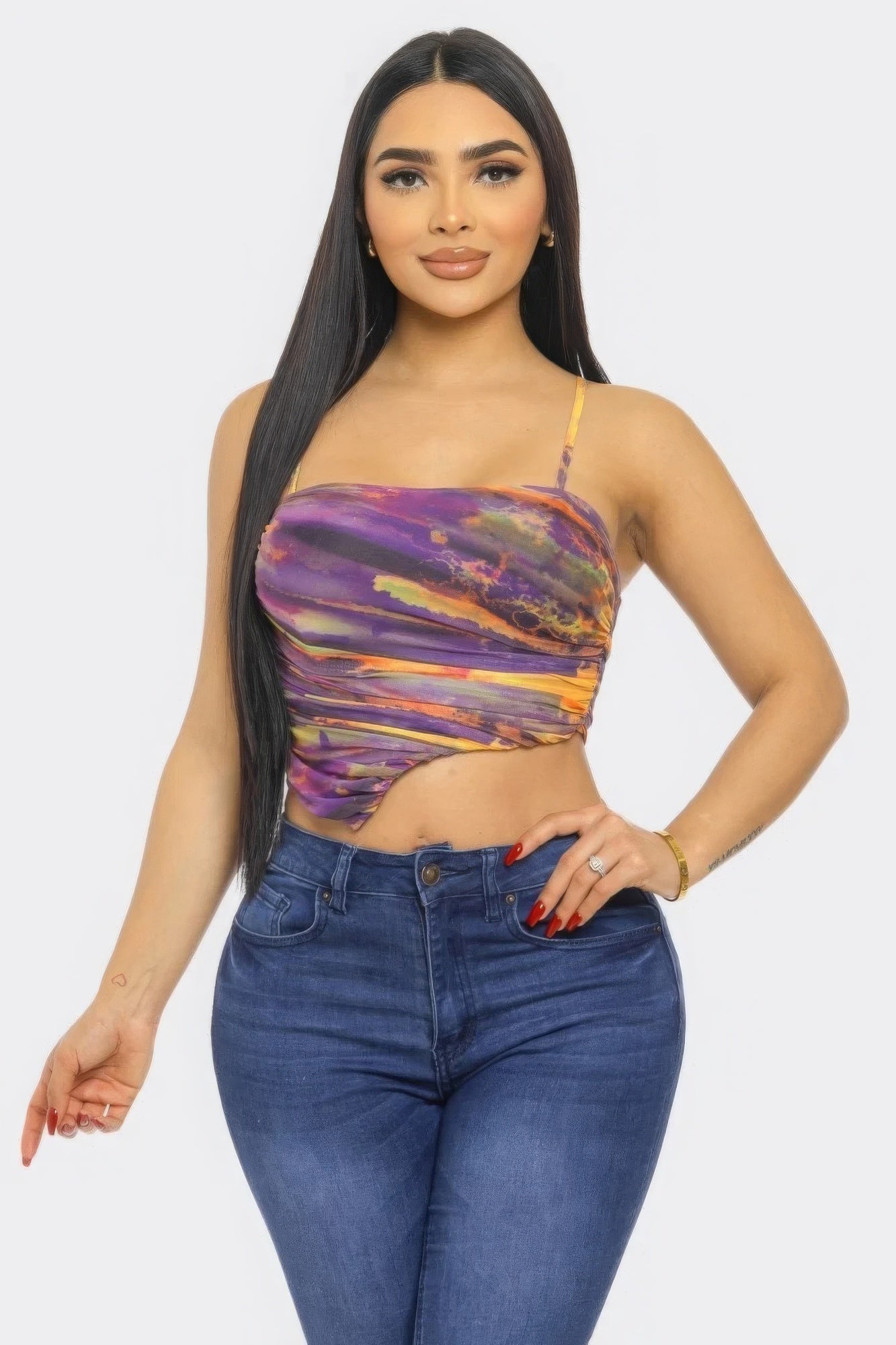 Chic Women's Multi-Color Mesh Print Top - Fashion Trend