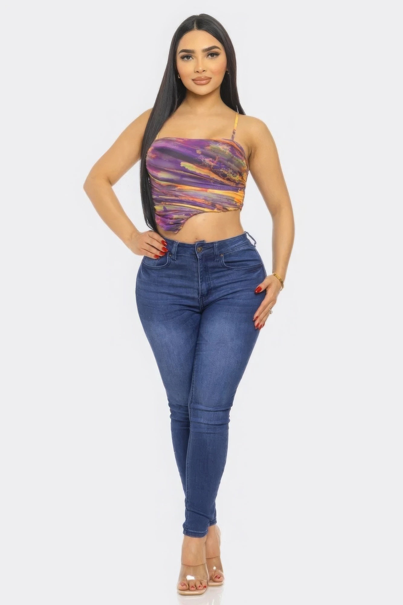 Chic Women's Multi-Color Mesh Print Top - Fashion Trend