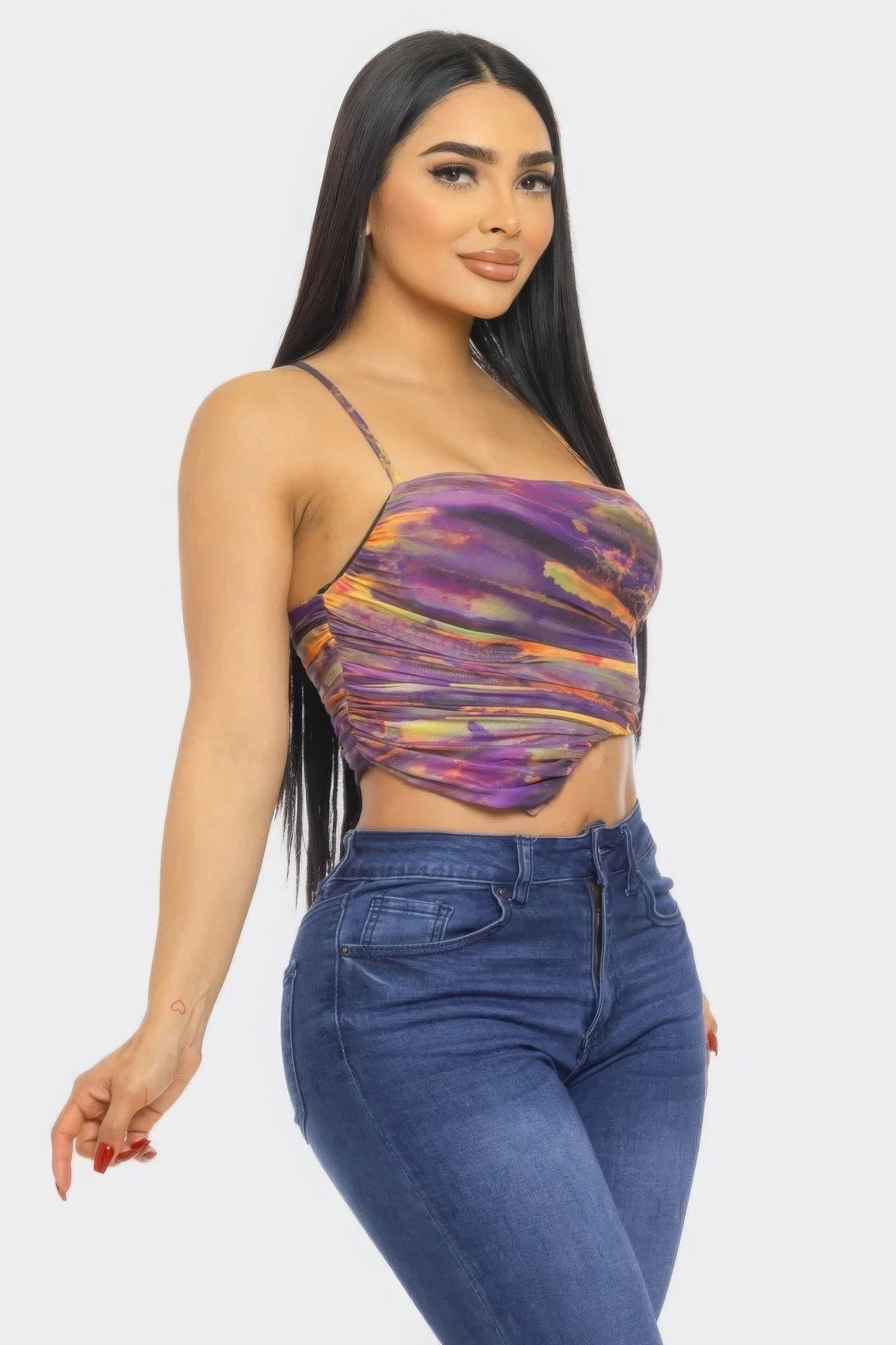 Chic Women's Multi-Color Mesh Print Top - Fashion Trend