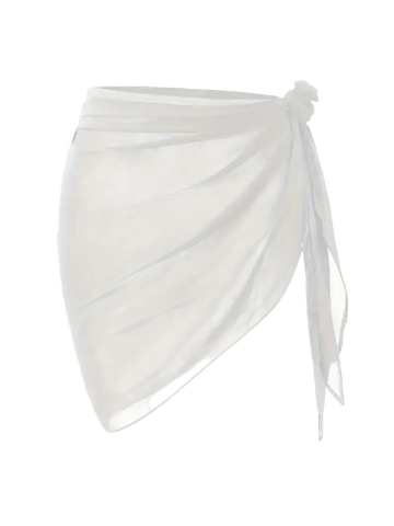 Chiffon Beach Sarong Wrap | Tie-Side Swimsuit Cover Up | Short Mesh Pareo
