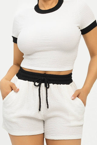 Color Block Contrast Top And Shorts Set