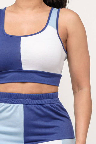 Color Block Tank Top And Waistband Pants Set