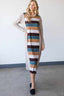 Colorblock Striped Dress-Taupe