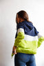 Colorblock Zip-up Hooded Wind Jacket-Navy/ White Green
