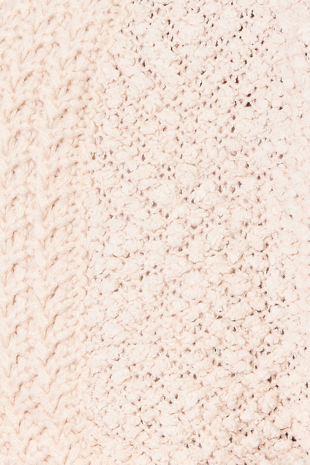 Close-up of textured knit fabric in cream for Double Take Open Front Long Sleeve Cardigan. Perfect for cozy layering.