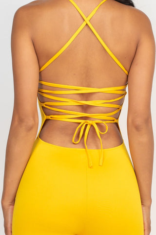 Criss-Cross Open Back Bodycon Jumpsuit