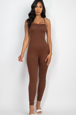 Criss-Cross Open Back Bodycon Jumpsuit