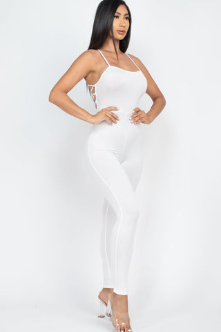Criss-Cross Open Back Bodycon Jumpsuit