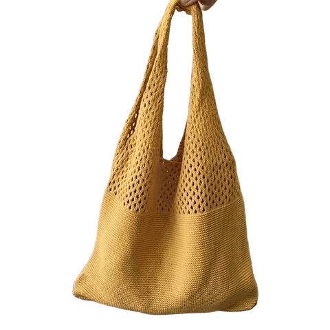 Crochet Mesh Tote Bag | Handwoven Summer Beach Shoulder Bag | Eco-Friendly