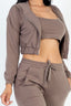 Cropped Cami with Zip-up Jacket and Joggers Set